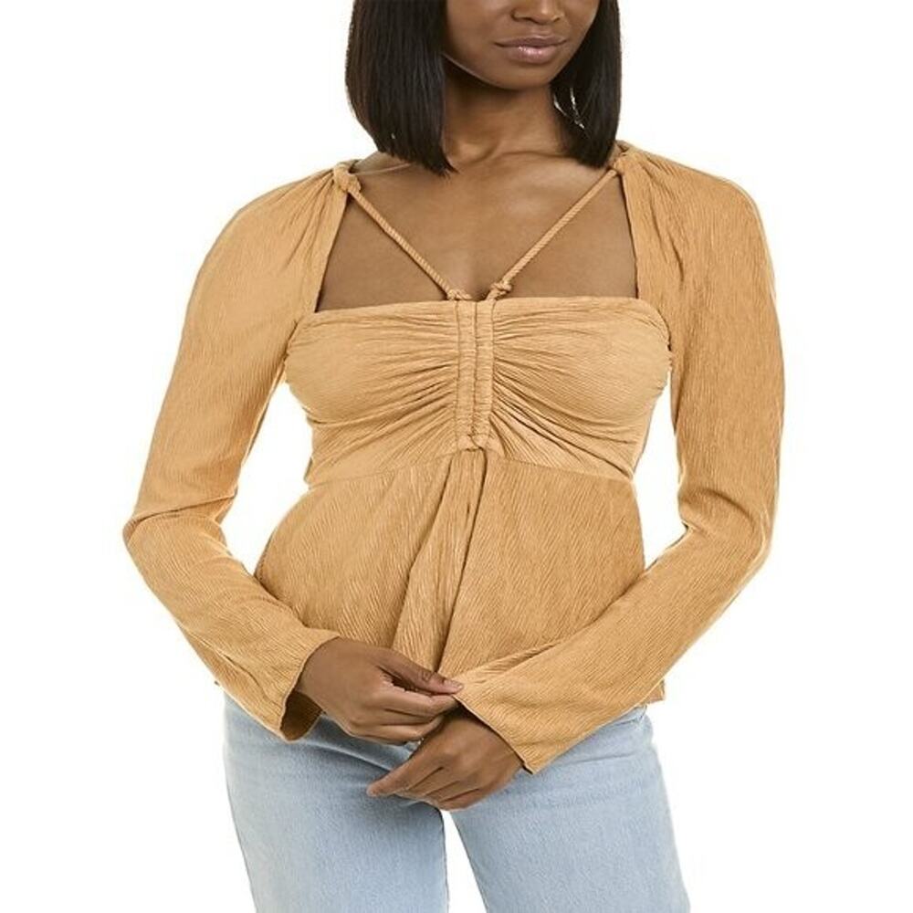 NWT Jonathan Simkhai Brown Alanna Top Size S Designer Blouse